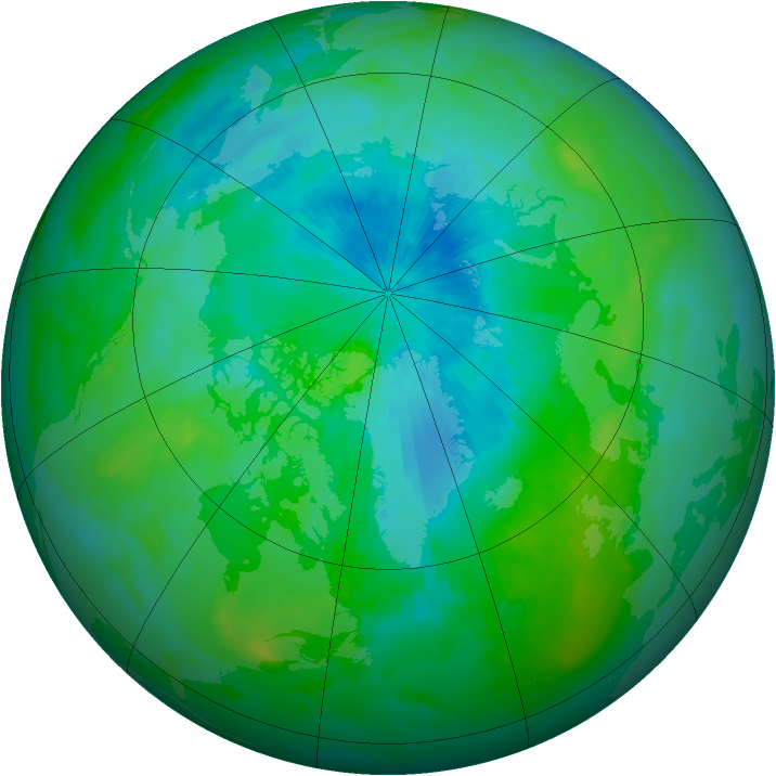 Arctic ozone map for 20 August 2000
